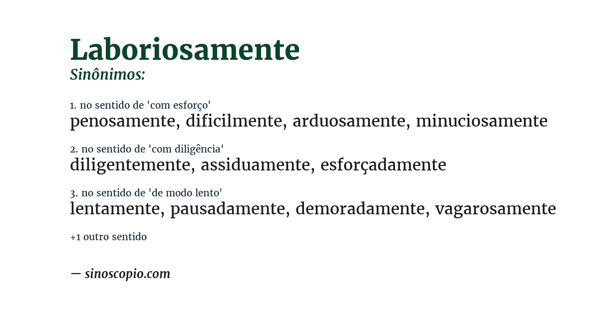 Sinônimo de laboriosamente