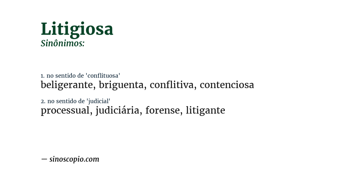 Sinônimo de litigiosa