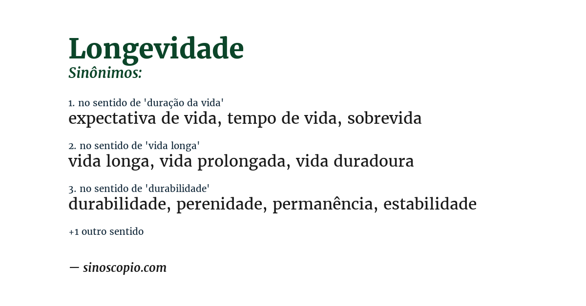 Sinônimo de longevidade