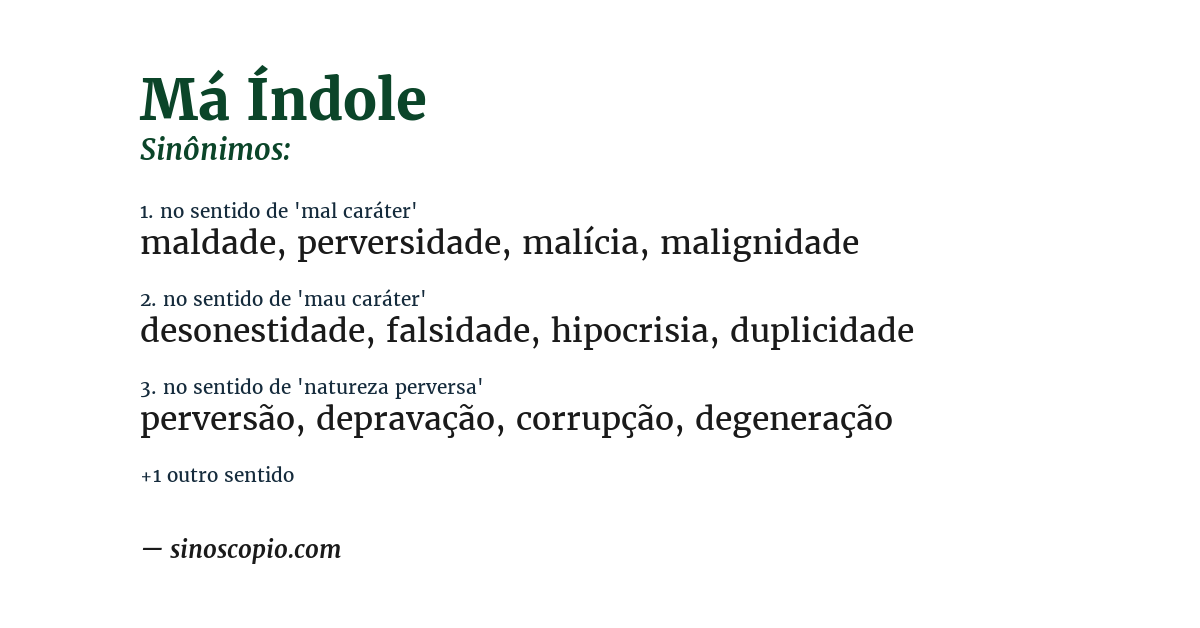 Sinônimo de má índole