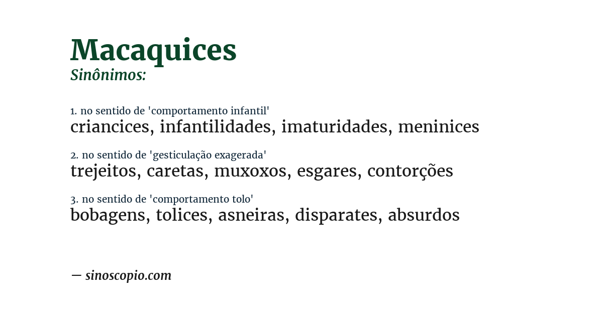 Sinônimo de macaquices