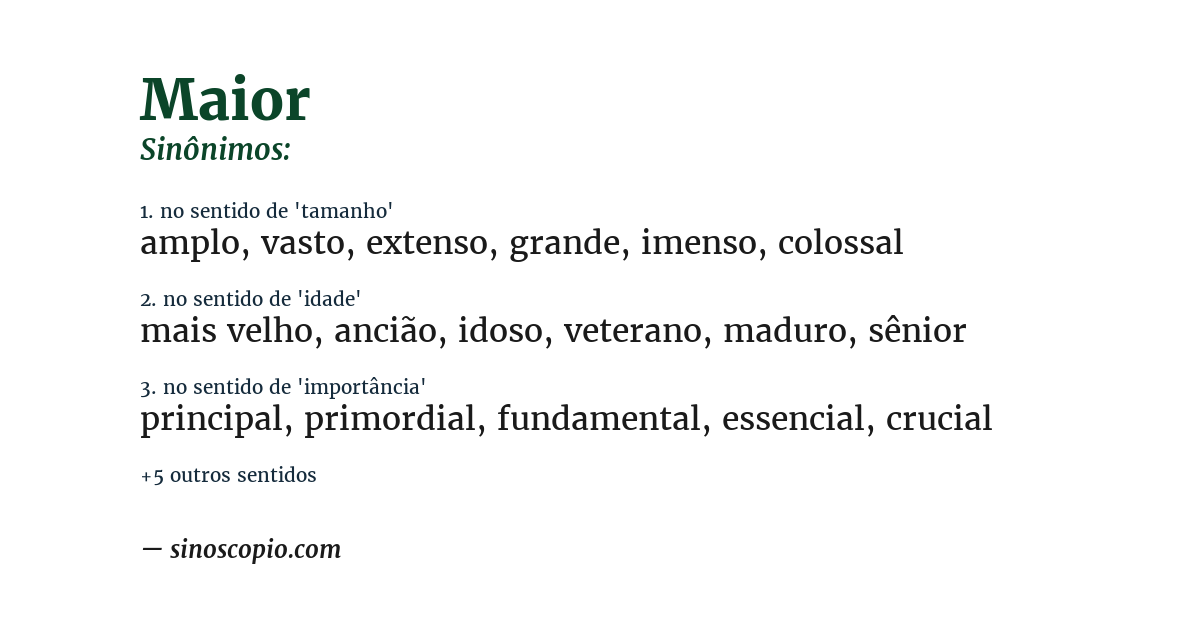 Sinônimo de maior