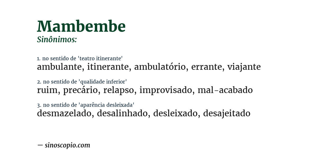 Sinônimo de mambembe