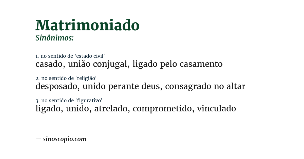 Sinônimo de matrimoniado
