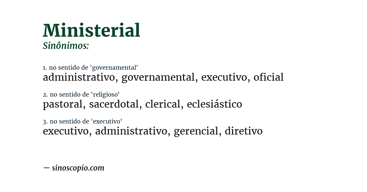 Sinônimo de ministerial