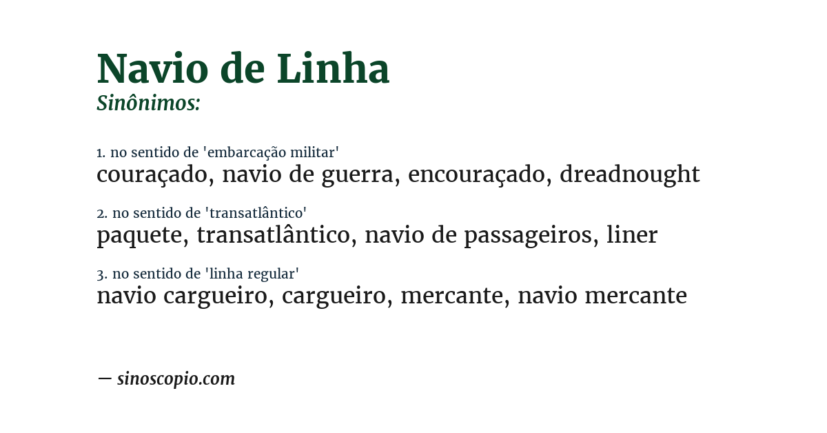 Sinônimo de navio de linha