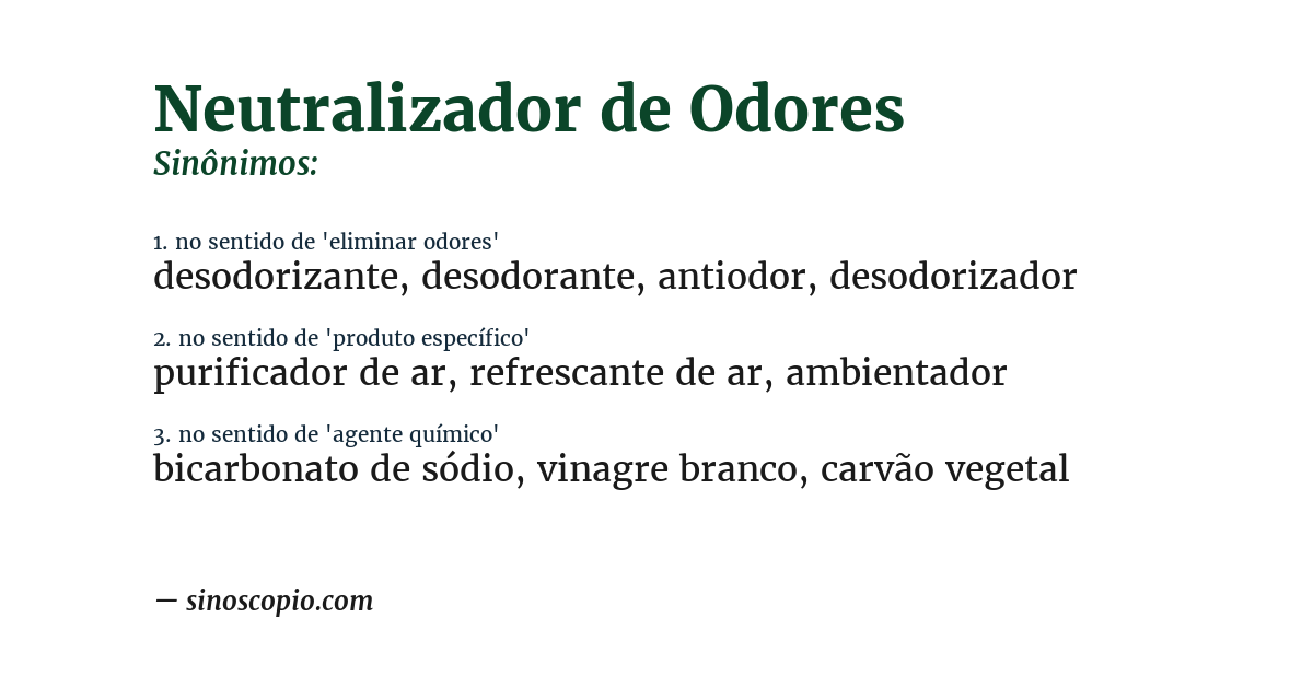 Sinônimo de neutralizador de odores
