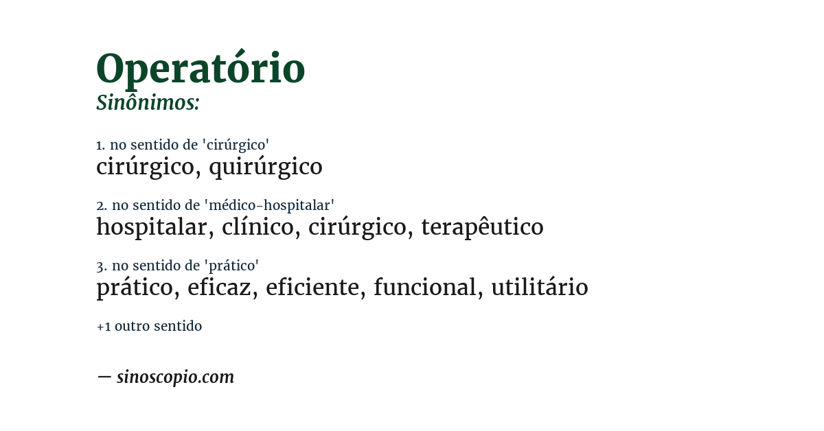 Sinônimo de operatório