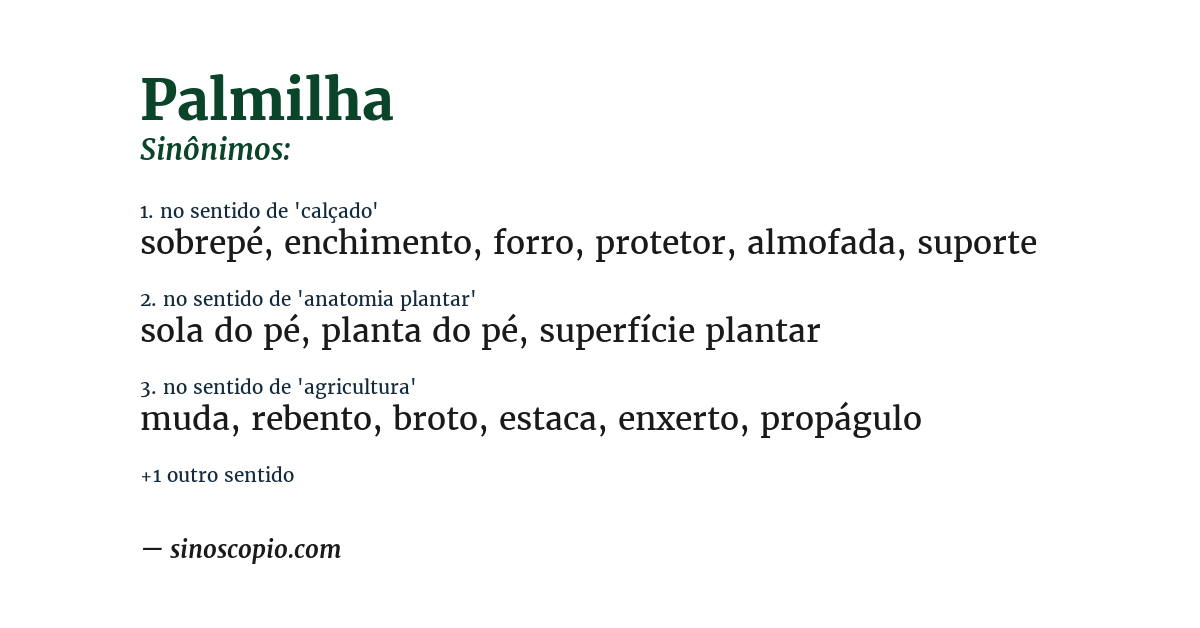 Sinônimo de palmilha