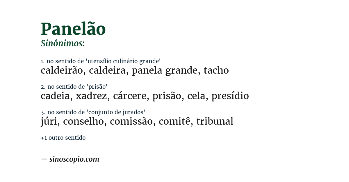Sinônimo de panelão