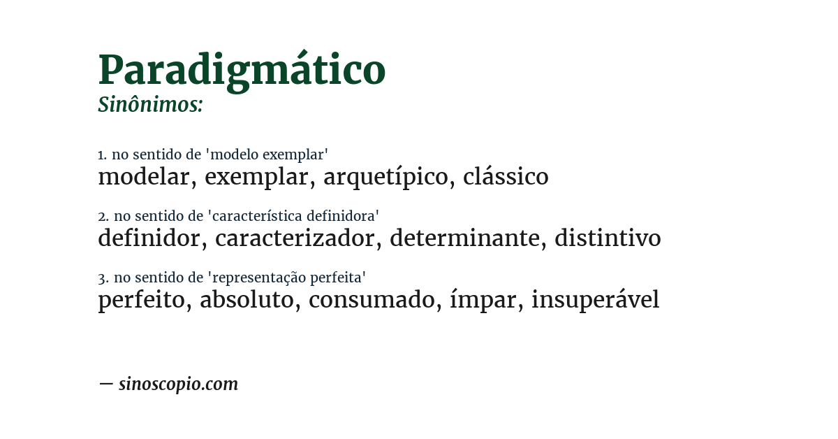 Sinônimo de paradigmático