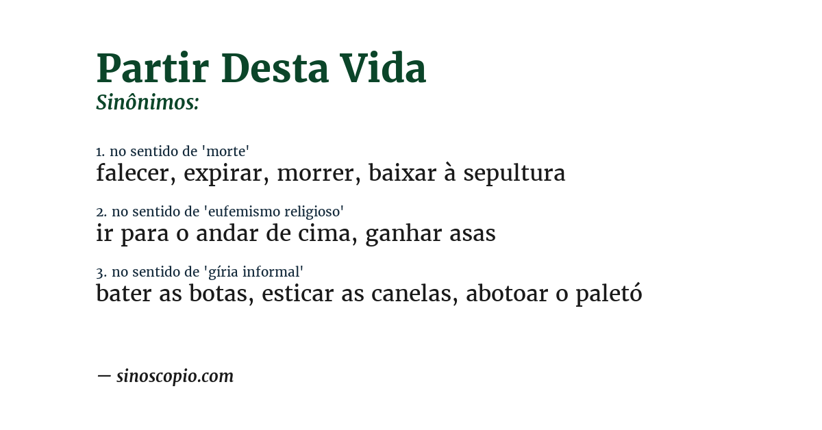 Sinônimo de partir desta vida