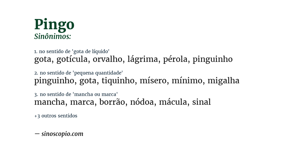 Sinônimo de pingo