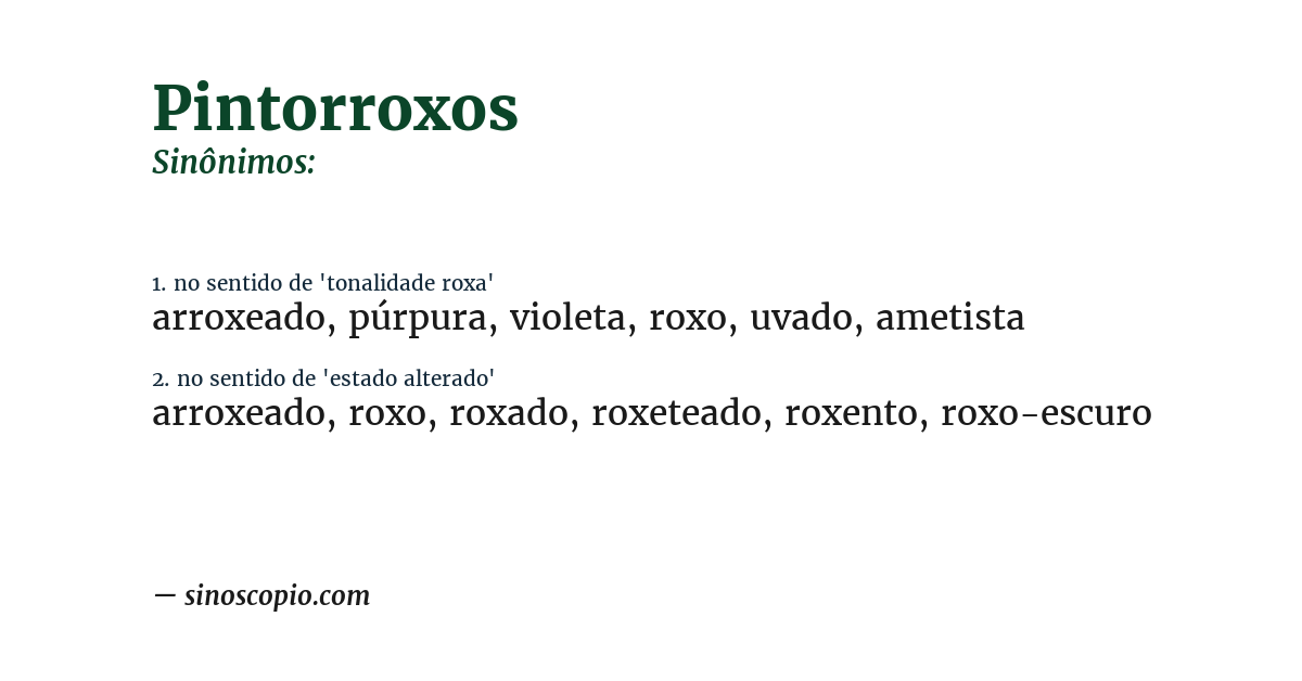 Sinônimo de pintorroxos