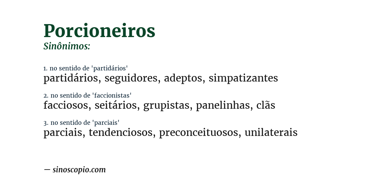 Sinônimo de porcioneiros