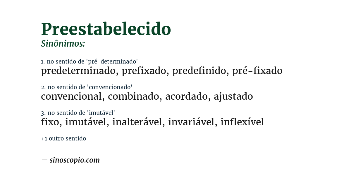 Sinônimo de preestabelecido