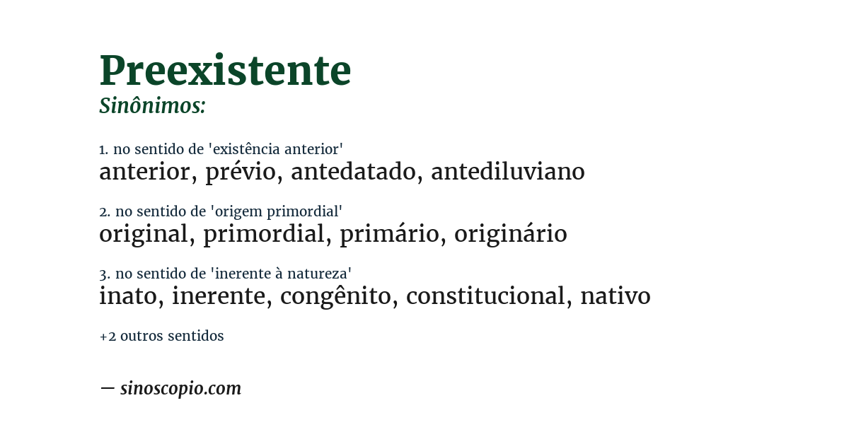 Sinônimo de preexistente