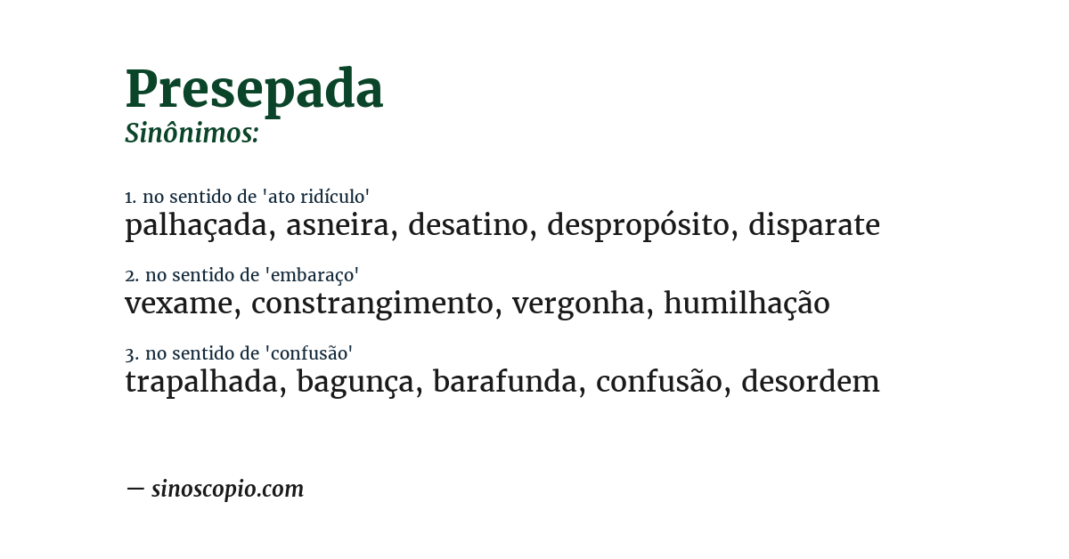 Sinônimo de presepada