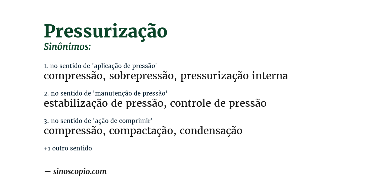 Sinônimo de pressurização