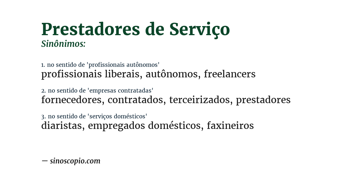 Sinônimo de prestadores de serviço