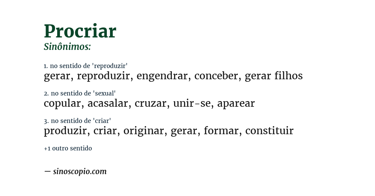 Sinônimo de procriar