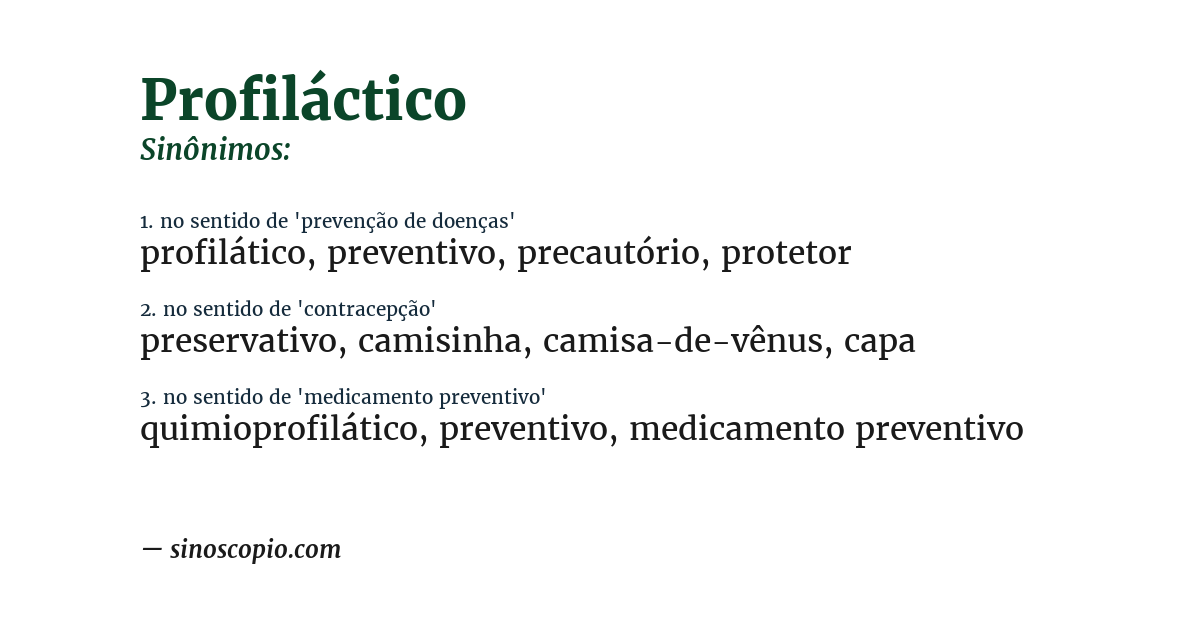Sinônimo de profiláctico