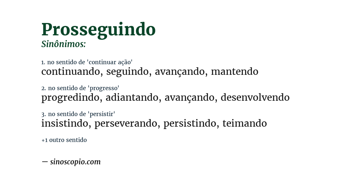 Sinônimo de prosseguindo