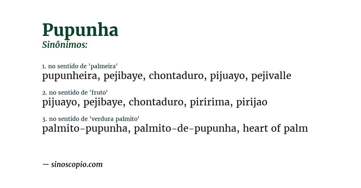 Sinônimo de pupunha