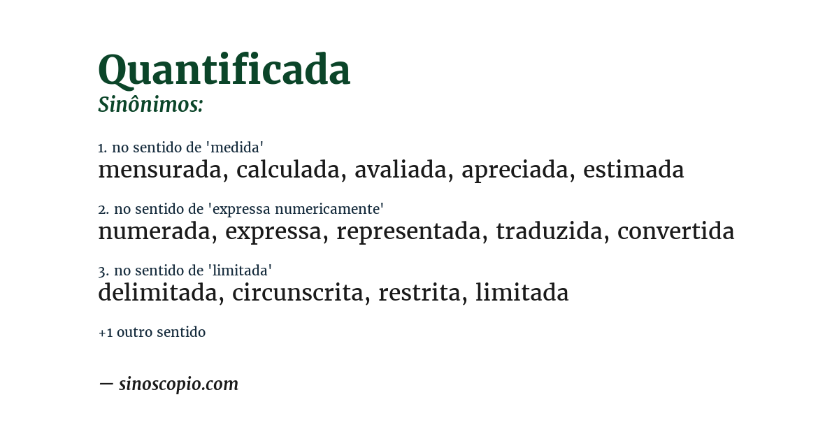 Sinônimo de quantificada