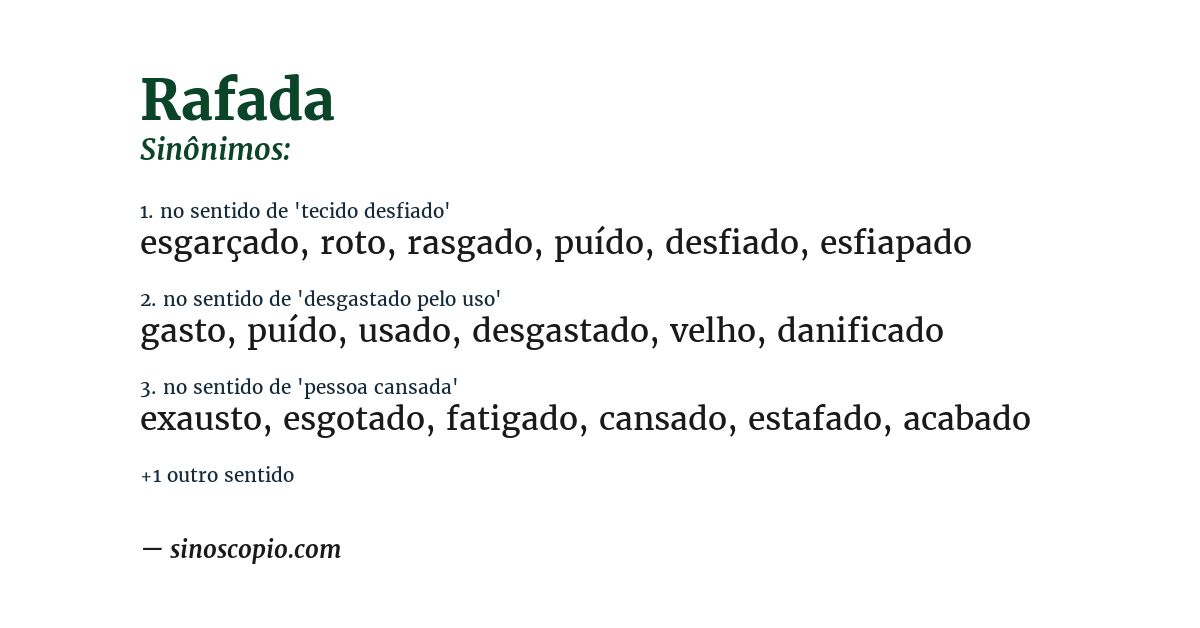 Sinônimo de rafada
