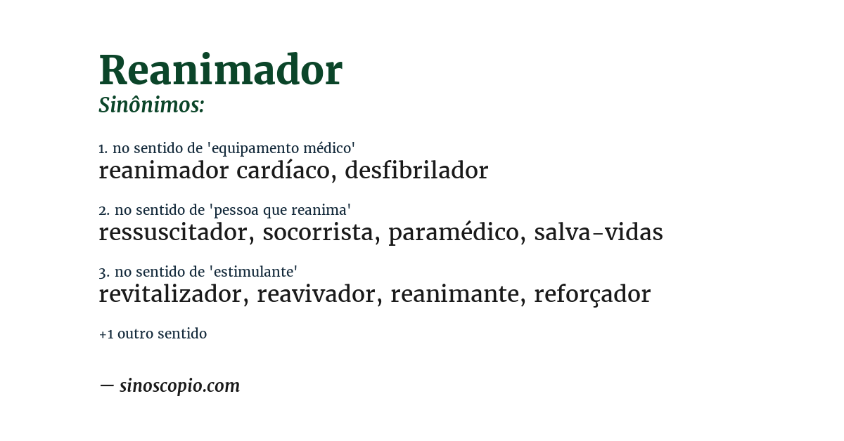 Sinônimo de reanimador