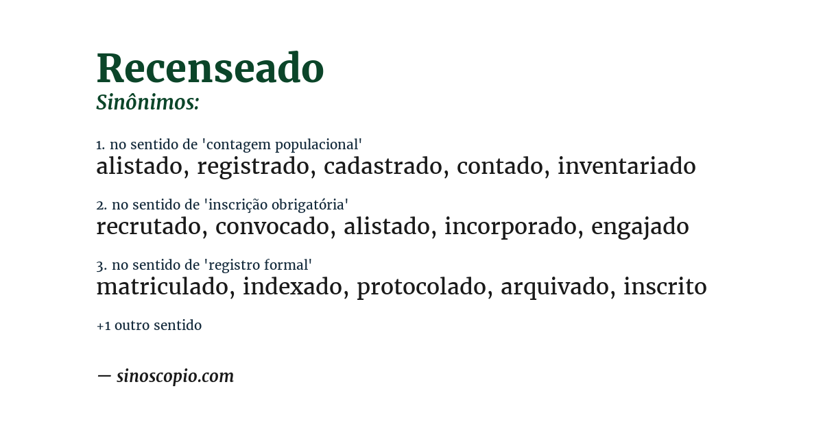 Sinônimo de recenseado