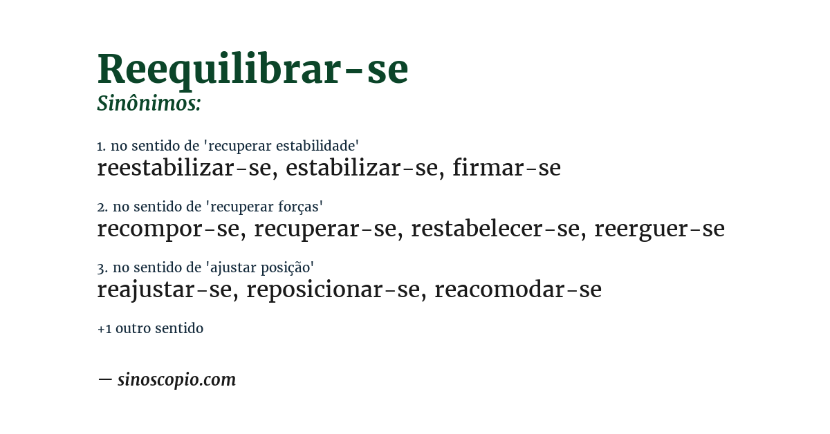 Sinônimo de reequilibrar-se
