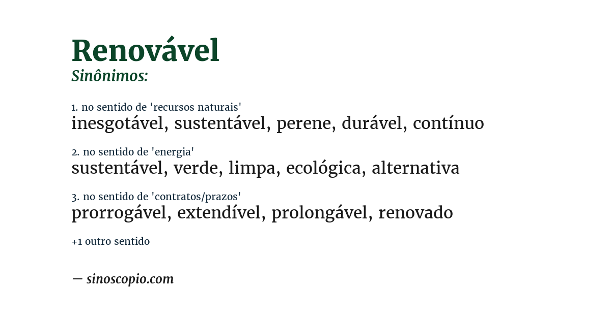 Sinônimo de renovável