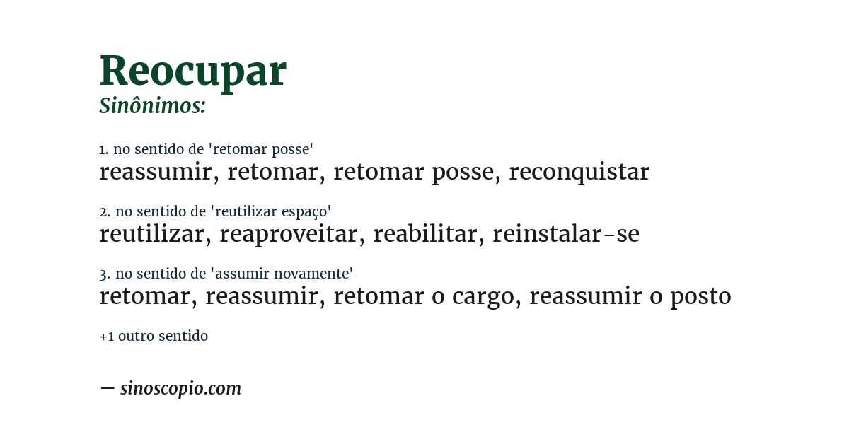 Sinônimo de reocupar