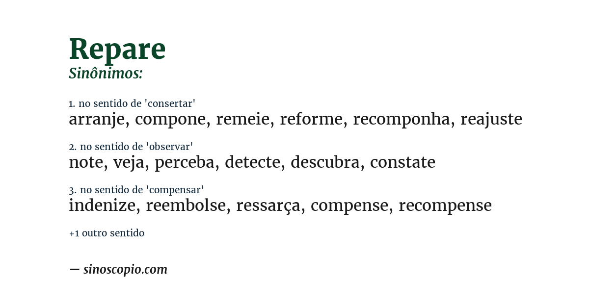 Sinônimo de repare