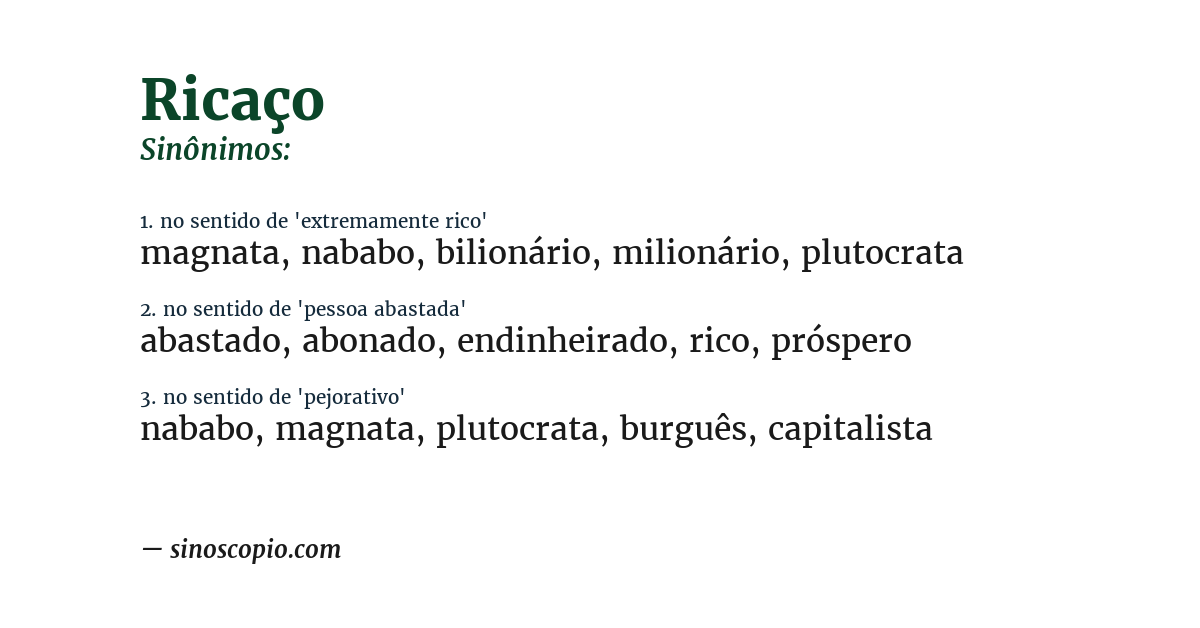 Sinônimo de ricaço