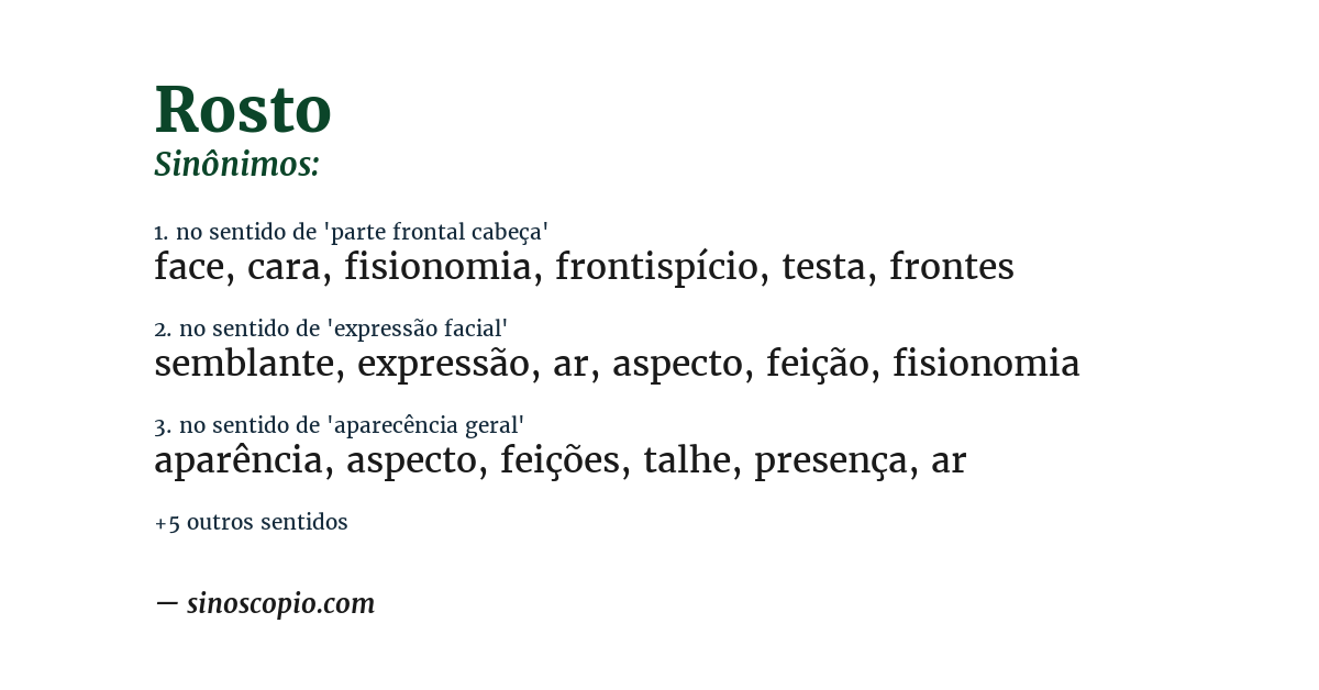 Sinônimo de rosto