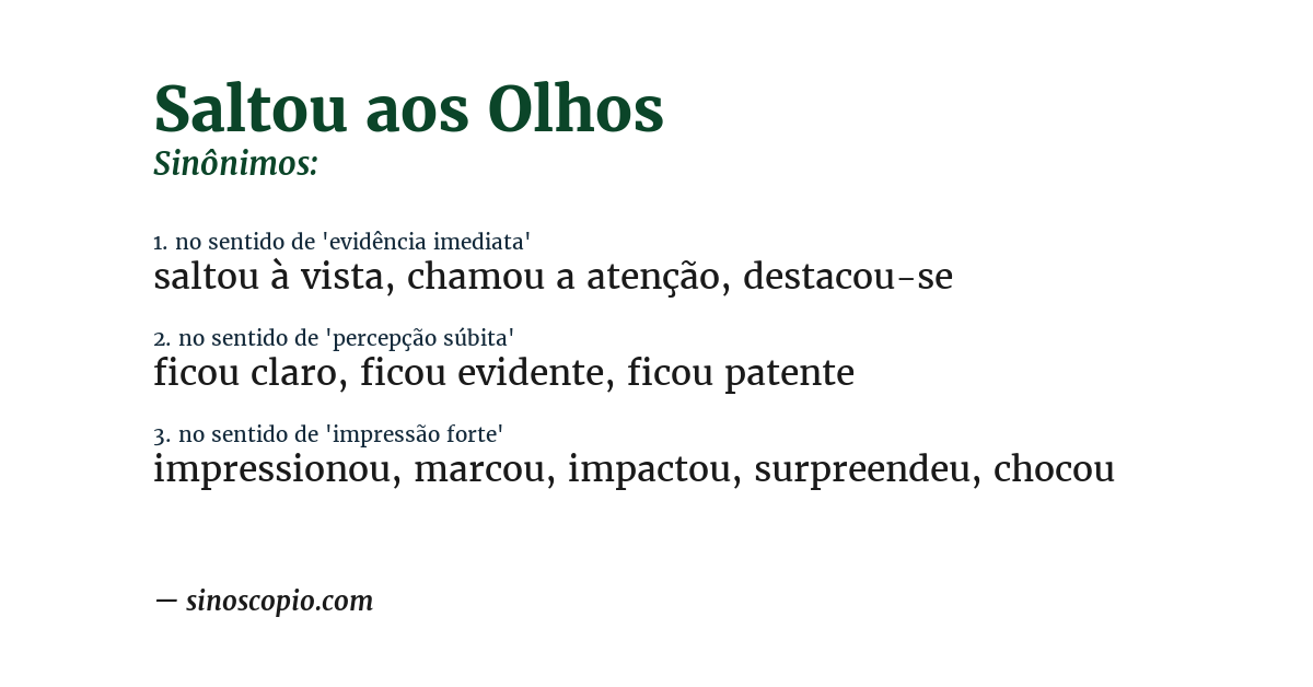Sinônimo de saltou aos olhos
