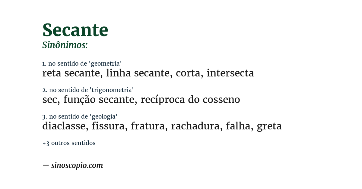 Sinônimo de secante