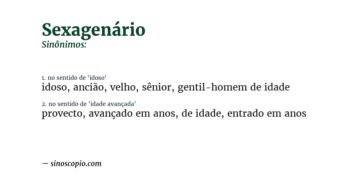 Sinônimo de sexagenário