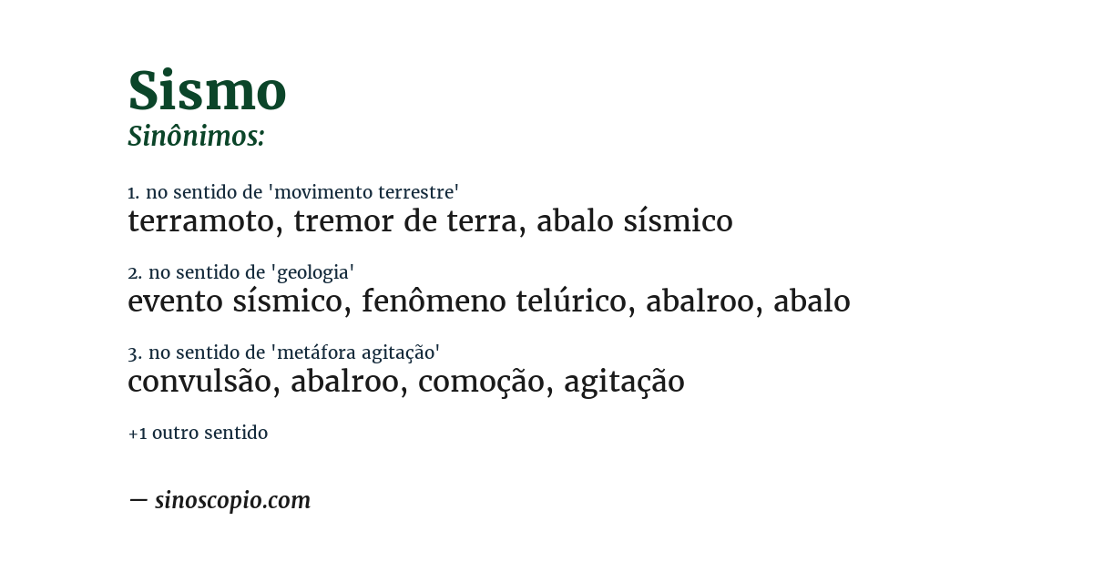 Sinônimo de sismo