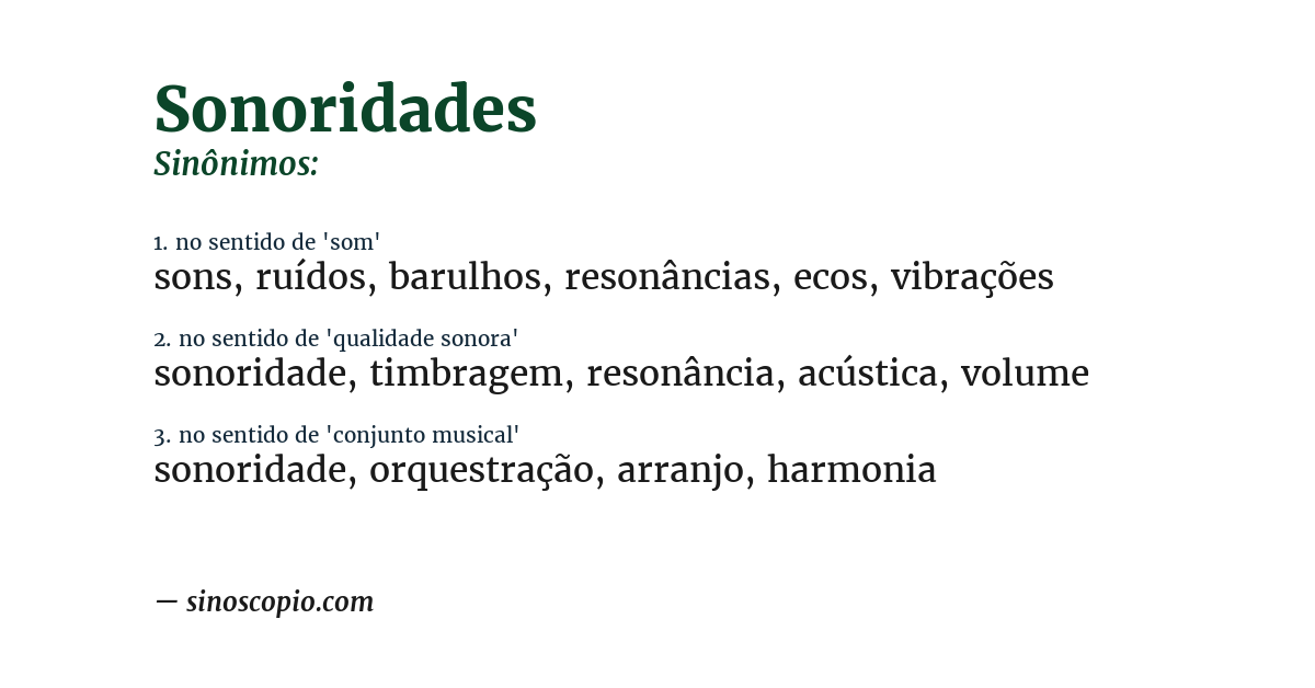 Sinônimo de sonoridades