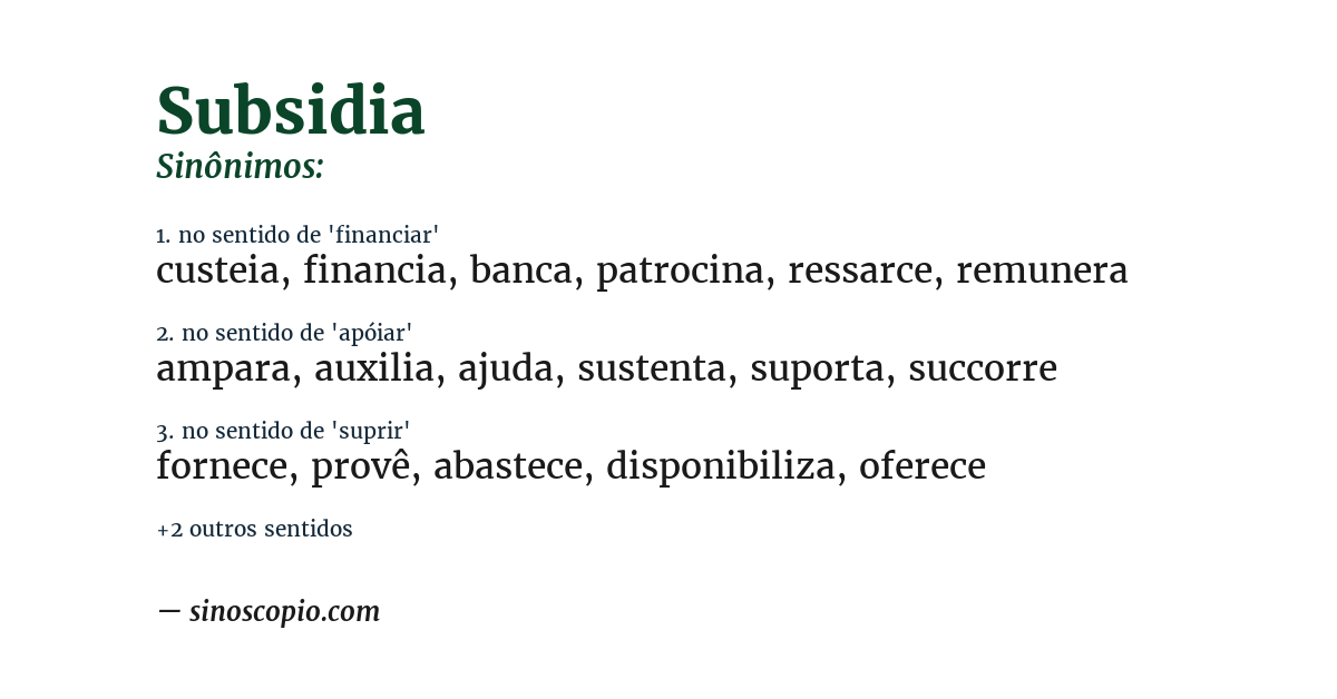 Sinônimo de subsidia