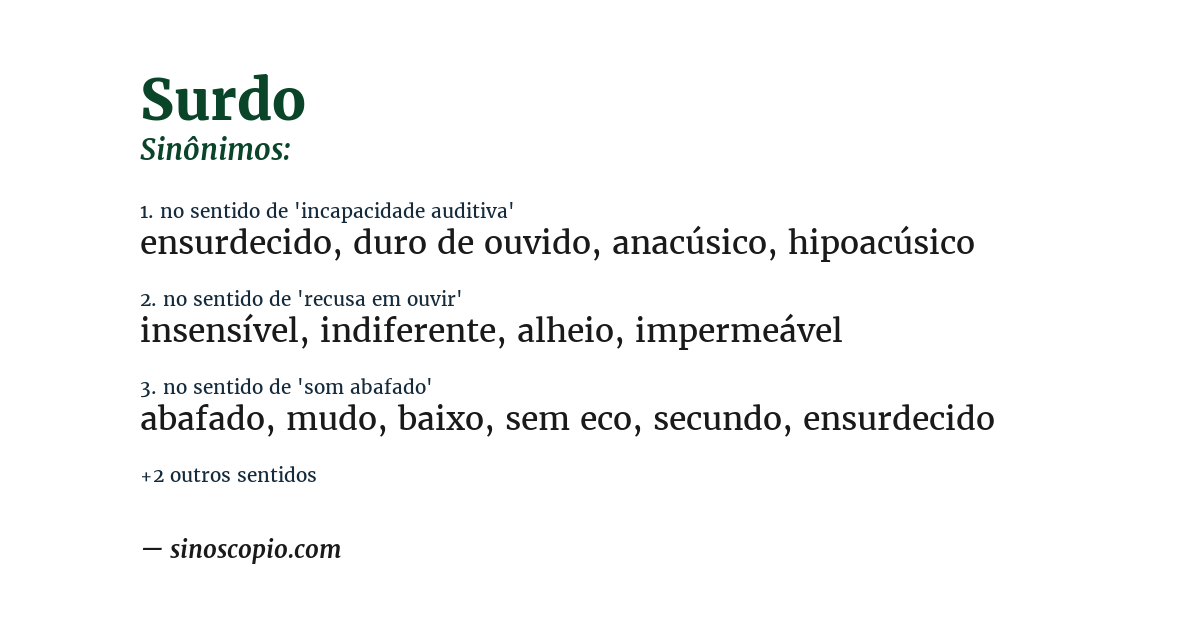 Sinônimo de surdo
