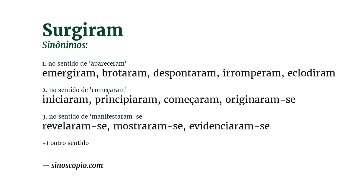 Sinônimo de surgiram