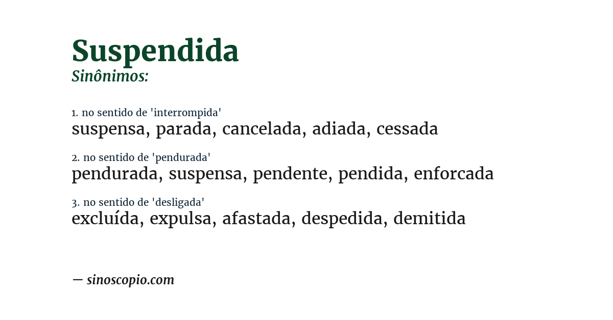 Sinônimo de suspendida