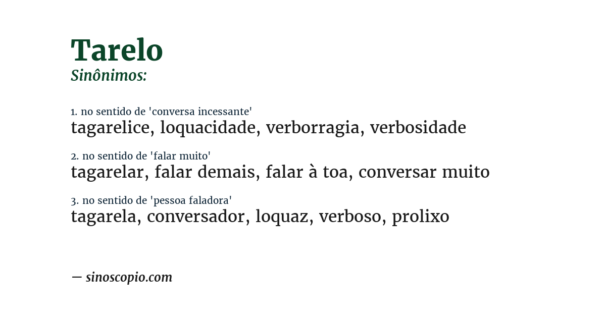 Sinônimo de tarelo