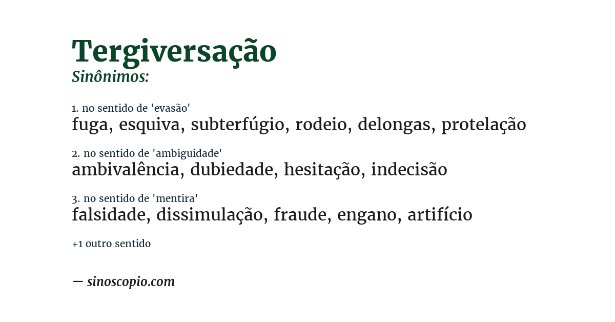 Sinônimo de tergiversação