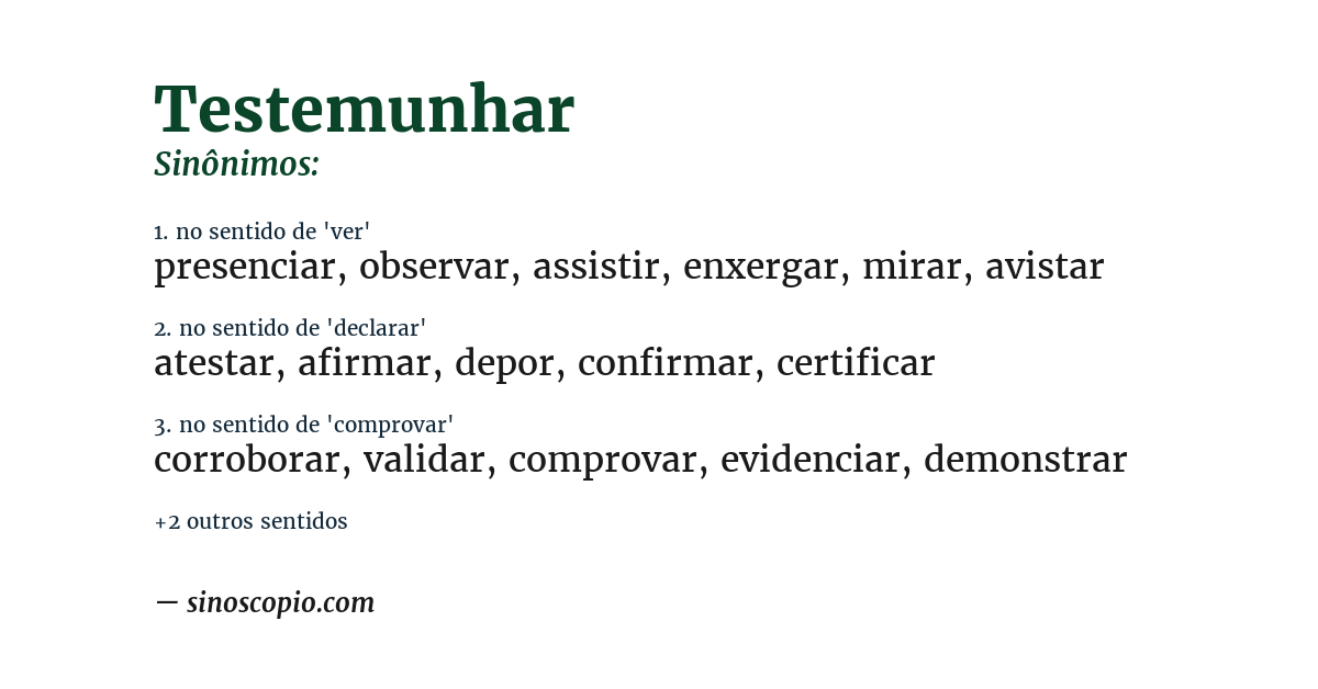Sinônimo de testemunhar
